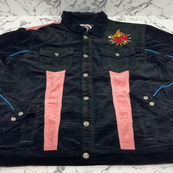 Men’s Frost Original Dear Sins Black | Pink Corduroy Jacket NWT - Picture 2 of 7